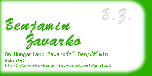 benjamin zavarko business card